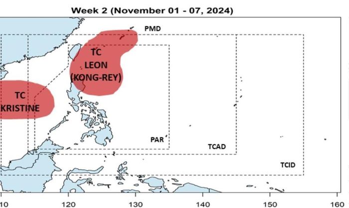 Dự báo bão Kong-rey có thể áp sát Biển Đông trong tuần từ 1-7.11.2024. Ảnh: PAGASA.