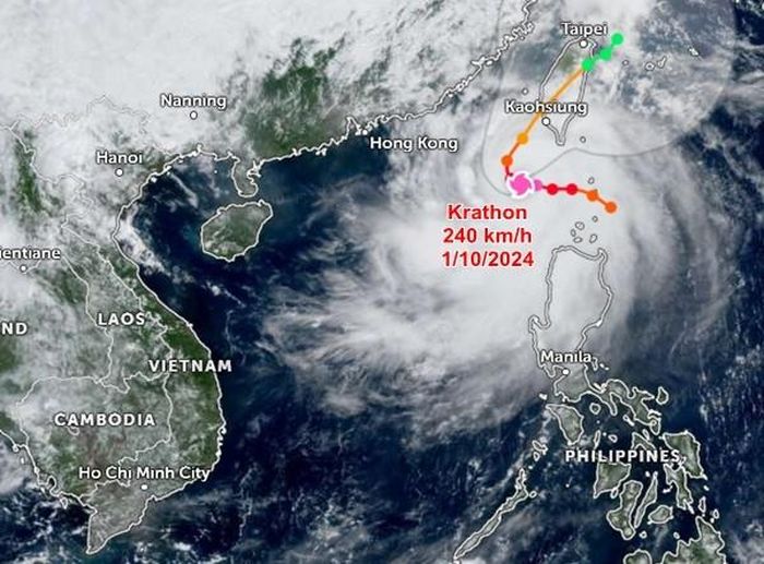 Vị trí hiện tại và đường đi dự báo của bão số 5 (Krathon), theo JTWC. Ảnh: Zoom Earth, JMA, JTWC. 