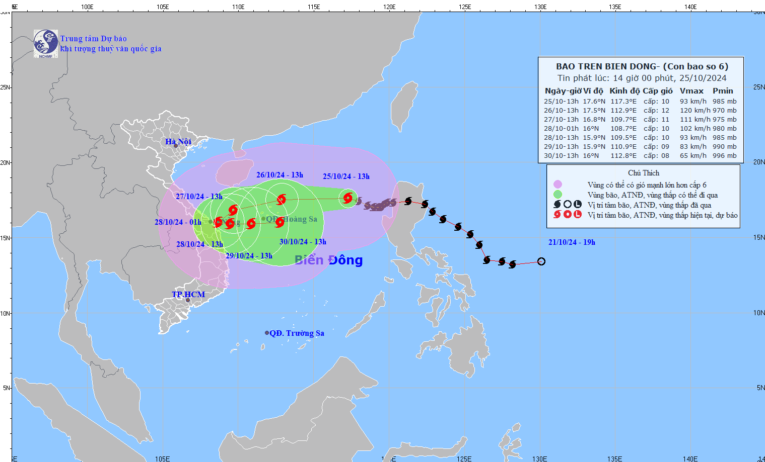 TIN BÃO TRÊN BIỂN ĐÔNG (Cơn bão số 6)