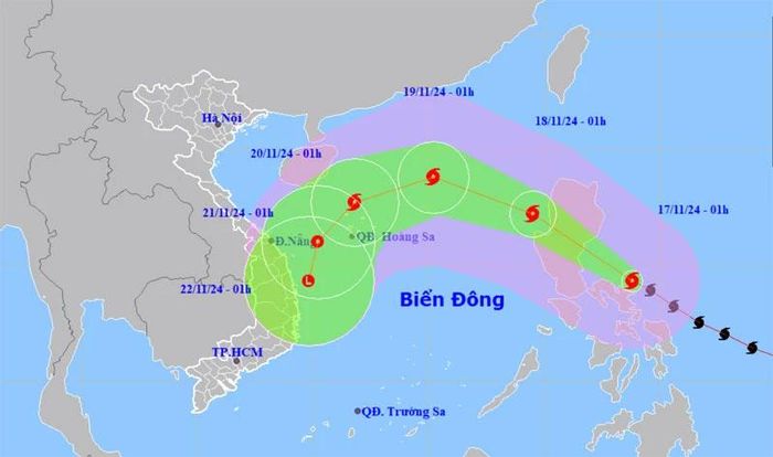 Vị trí và hướng di chuyển của bão Man-yi. (Nguồn: nchmf.gov.vn)