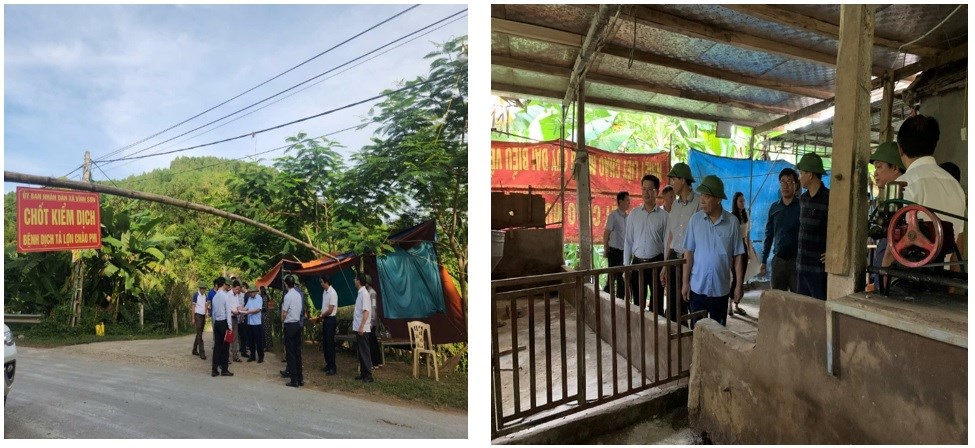 Đoàn công tác UBND tỉnh Nghệ An kiểm tra công tác phòng chống dịch bệnh tại huyện Anh Sơn. Ảnh: Ngọc Toán