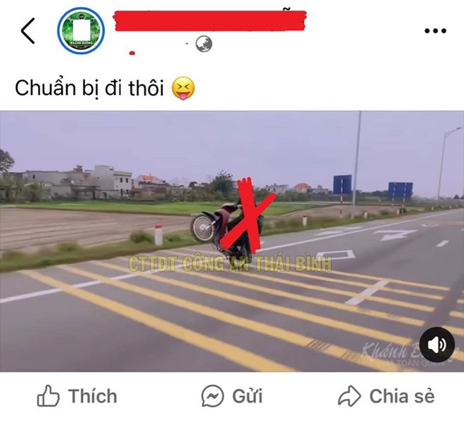 H&igrave;nh ảnh chụp từ video của N.D.K đăng l&ecirc;n mạng x&atilde; hội. Ảnh: C&ocirc;ng an tỉnh Th&aacute;i B&igrave;nh